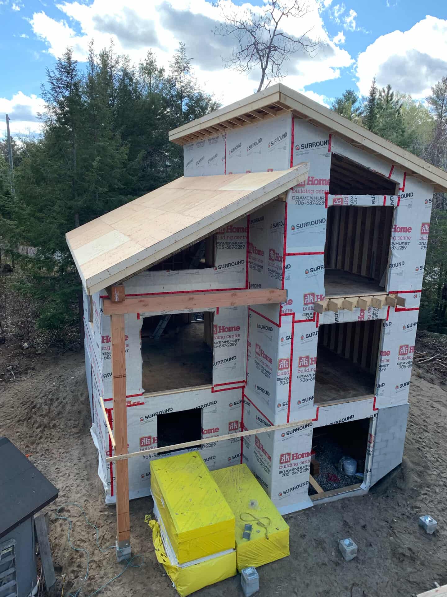 Cabin restoration framing with preserved character details