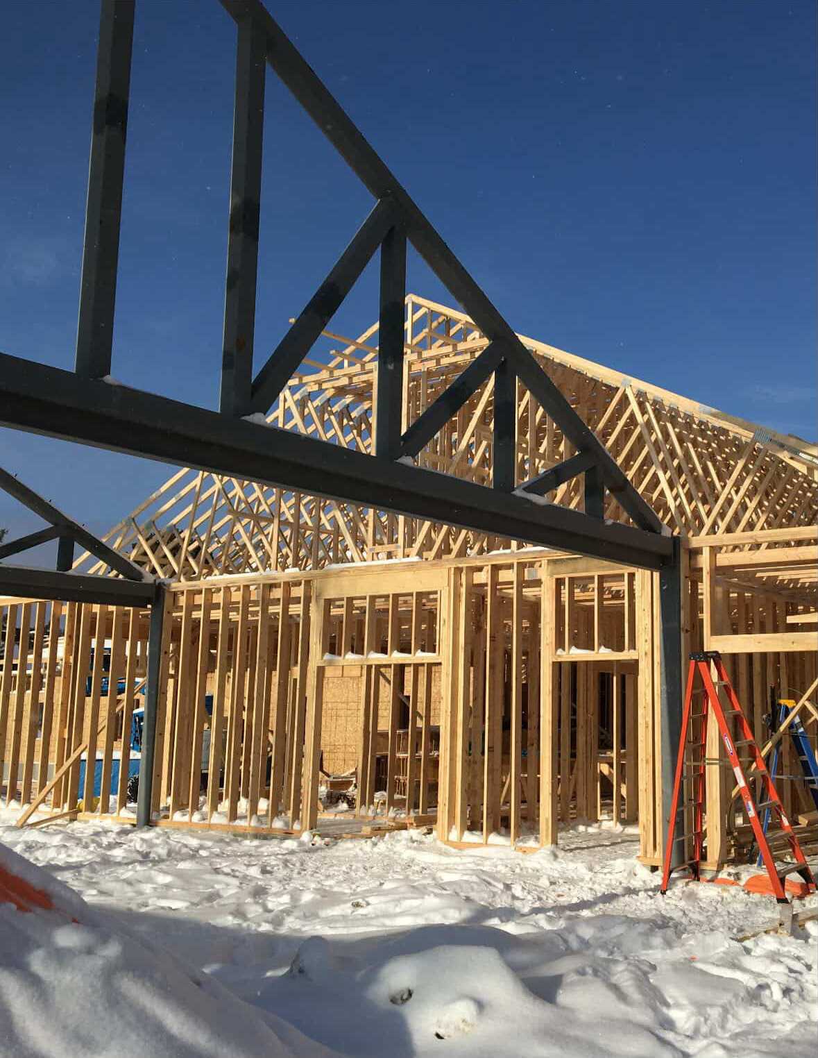 Commercial framing project progressing on site